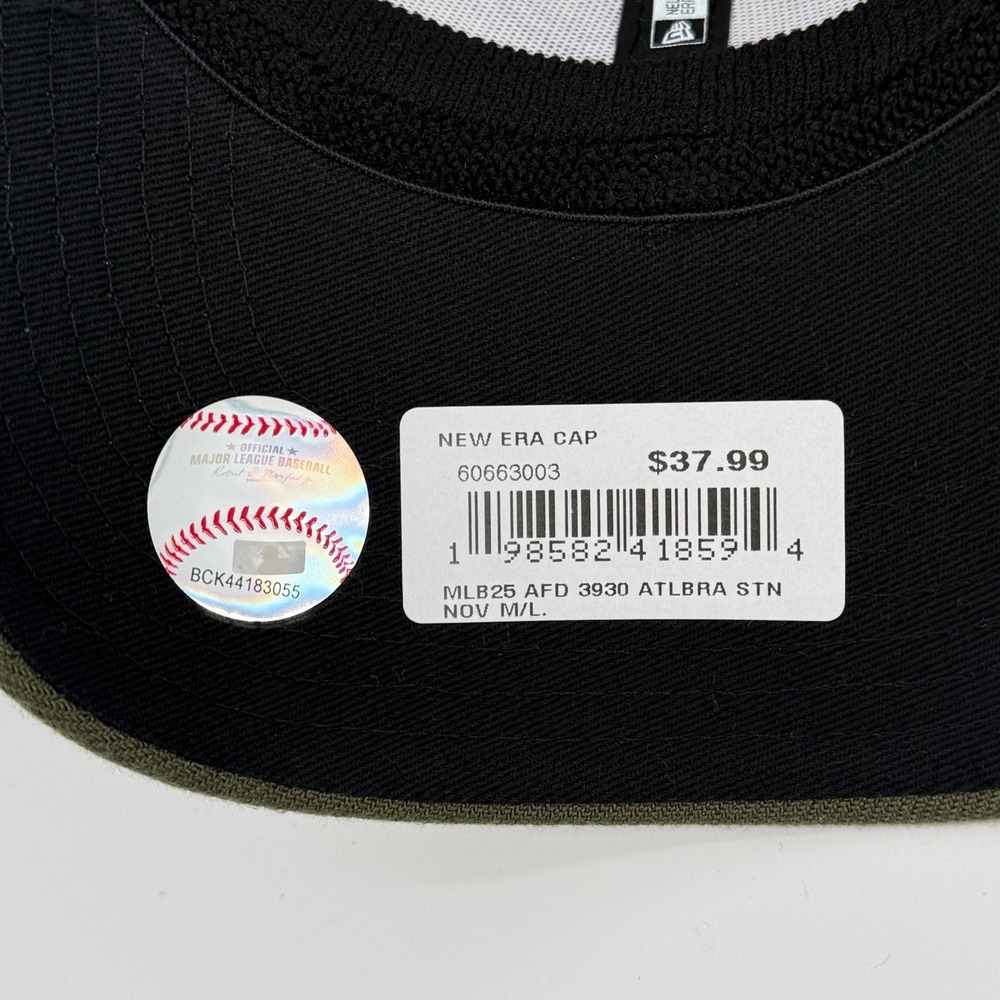 Atlanta Braves MLB Hat Khaki Armed Forces Day 2025 39THIRTY Stretch‎ Fit Cap NEW - Picture 10 of 14